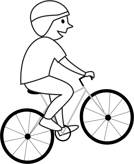 A graphic of a person on a bike